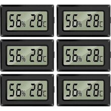 Digitale thermometer-hygrometer - YYV - Set van 6 - Zwart - Draadloos - LCD