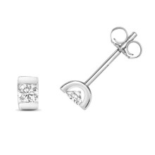 Cercei cu șurub pentru femei, din aur alb 375/1000 și diamant tăiat briliant de 0,25 carate - I1 I2 - 6mm*4mm 28199