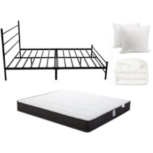 Bedset - IZTOSS - 160x200cm - Metaal - Matras van traagschuim - Tweepersoons