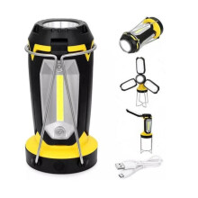 Linterna de camping plegable y recargable, 1200 mAh, 6 modos de iluminación, accesorios de camping (amarilla)