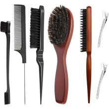Cepillo de cerdas de jabalí - Cepillos planos para barba y cabello - Uso unisex
