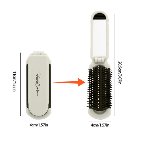 Aespoir Klappbare Haarbürste mit Spiegel, Beige 2