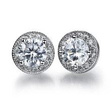 Pendientes - Plata - Redondos - Circonita cúbica - 10 mm - 3 g