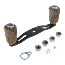 Reel Handle, Carbon Fiber Frame Wood Knob Baitcasting Fishing Reel Handle Replacement Parts for DIY Fishing Cast Reels Black