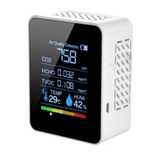 Detector de CO2 5 en 1 - AIMOONSA - Compacto - CO2, TVOC, HCHO - Temperatura y humedad - Alarma por vibración