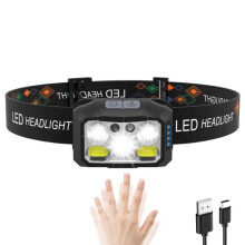 Linterna frontal recargable ultra potente con 6 modos de brillo ajustables y detección de movimiento para pesca, acampada y ciclis