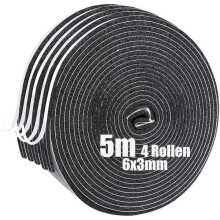 4 rollos de cinta autoadhesiva de caucho espuma para sellar ventanas, 6 mm (ancho) x 3 mm (profundidad) x 5 m (largo), 4 anillos d