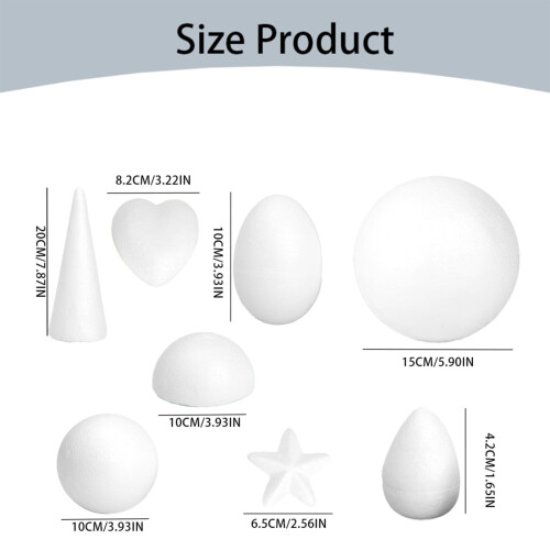 Bolas de artesanato de poliestireno branco liso, 20 cm (8 polegadas), pacote com 2 unidades. 1