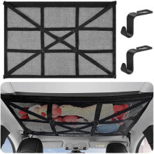 Red de almacenamiento para coche de 90x65 cm, organizador de viaje para techo, SUV, furgoneta, bolsa de equipaje