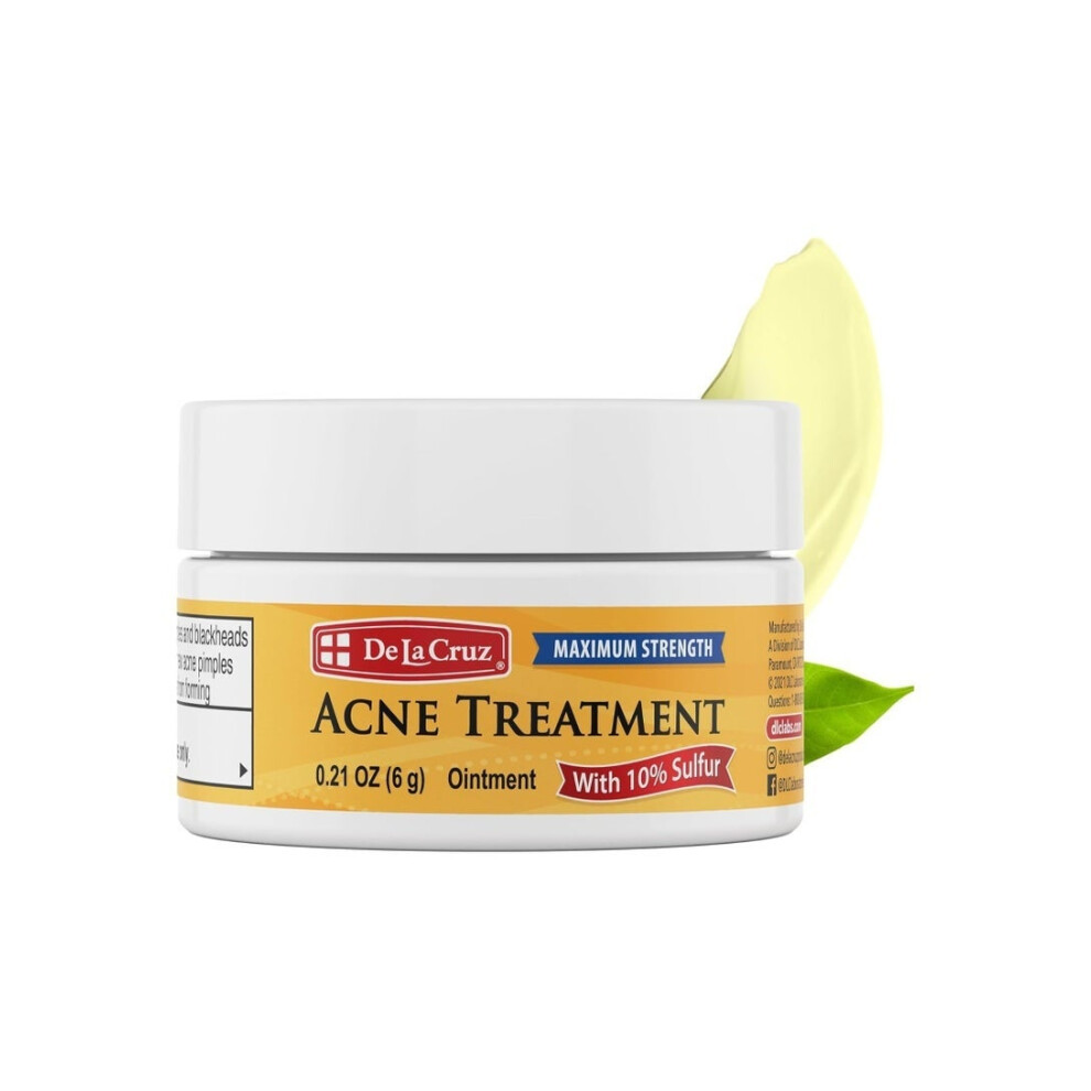 Cream De La Cruz 10% Sulfur Acne Treatment Ointment | Pimples Treatment Ointment, Oily Skin Treatment, Blackhead Treatment, Blemish Removal - 6G