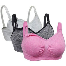 Conjunto de 3 sujetadores de lactancia para mujer, sujetadores para embarazo y posparto, rosa + gris + gris oscuro.
