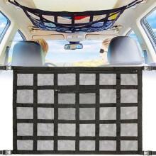 Red de almacenamiento para el techo del coche, bolsa de almacenamiento universal de malla elástica con cremallera, negra (90 x 65