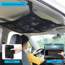 Red de almacenamiento para equipaje de coche - Red de almacenamiento de techo de doble capa, organizador para cuatro reposabrazos
