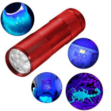 Linterna - OMABETA - Mini linterna UV - 9 LEDs - 365-400 nm - Aluminio rojo