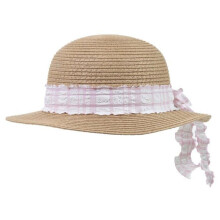 Sombrero Isotoner 100% paja, ajustable de 50 a 56 cm, protección UV, para niñas de 4 a 8 años, color rosa.