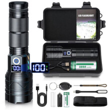 Επαναφορτιζόμενος φακός, 120.000 Lumens, 5 λειτουργίες φωτισμού, εξαιρετικά ισχυ