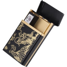 Hordozható cigarettatartó újratölthető Super Mini USB elektromos öngyújtóval (Golden Dragon) - Három