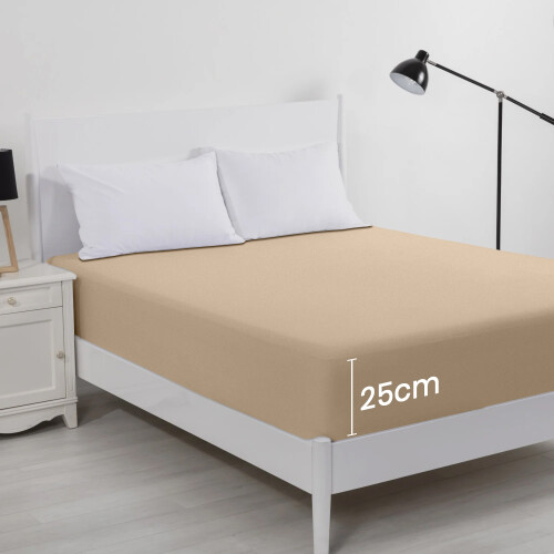 Imperial Rooms (Double, Beige) 3 Piece Fitted Sheet Set Bed Sheets & Pillowcases 1