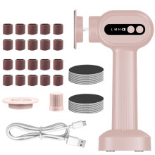 Waterproof and exfoliating foot file with 6 speed settings and base (pink)