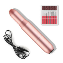 Portable USB nail file, pen-style electric cuticle remover and polisher (rose gold)