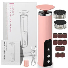 Electric Foot File with Forward/Reverse Rotation 6-Speed Exfoliator for Calluses(Pink)