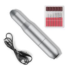 Usb Nail Polisher Portable Pen Type Electric Exfoliating Polisher(Silver Gray)