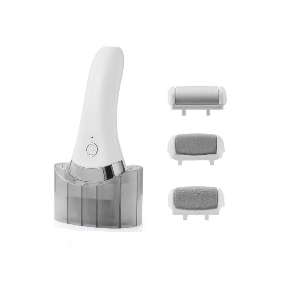 White Electric Callus Remover For Feet Rechargeable Foot File With 3 Speed Settings, Coarse/Medium/Fine Grinding Heads(White)