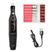 Mini Electric Nail File Set with USB Portability (Black)