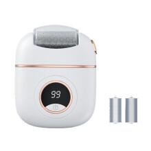 Electric Foot Grinder for Removing Dead Skin and Calluses with 2 Alloy Grinding Heads and LED Lighting(White)