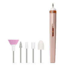 Mini nail filer and nail remover, portable electric nail art tool with light (light pink)