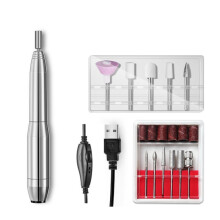 Aluminum Alloy Nail Polish Grinder, USB Electric Nail Polish Remover (Silver)