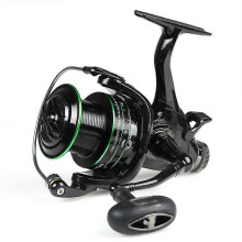 (14-4000 Series, Black) Durable Long Throw Fishing Reel Front Rear Brakes Feeder 3000 4000 5000 6000 Wire Cup Spinning Reel Gear Ratio 5.2:1