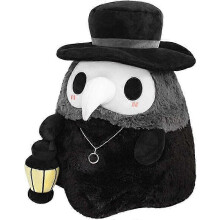 Plague Doctor plyschleksak, 20 cm kuslig söt plyschdocka, mjuka fluffiga Halloween-dockor som lyser i mörkret, present till barn (svart)