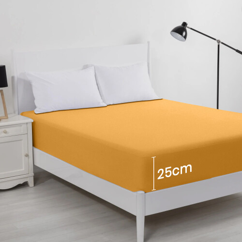 Imperial Rooms (Double, Ochre Yellow) 3 Piece Fitted Sheet Set Bed Sheets & Pillowcases 2