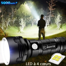 30,000-100,000 Lumen High Power LED Flashlight - Waterproof, Ultra Bright, Rechargeable for Outdoor Hiking