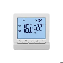 Έξυπνος θερμοστάτης τοίχου με οθόνη LCD για ενδοδαπέδια θέρμανση - μπλε οπίσ
