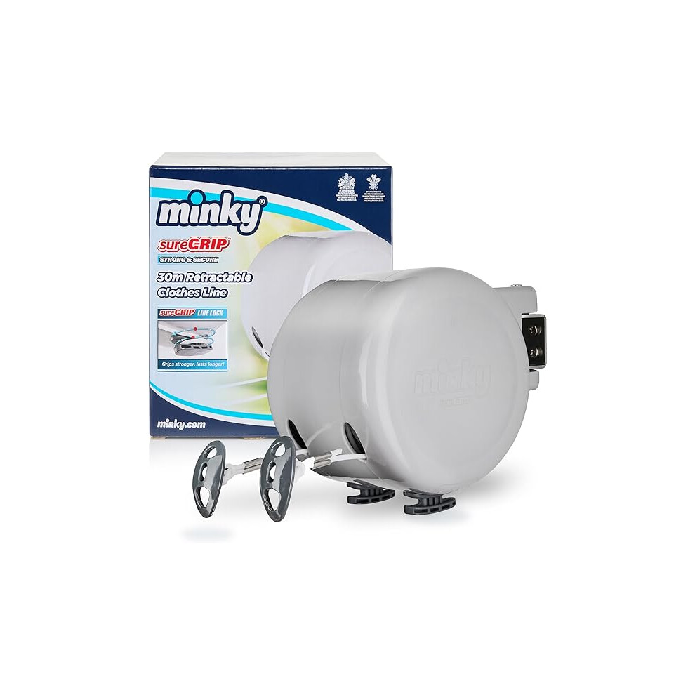 Minky Retractable Duo Reel Washing Line, 2X15m, Packaging May Vary Grey