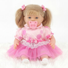 BiBi Doll Lifelike Soft Realistic Baby Doll Girl Hair Toy BiBi Doll Pink Design & Sounds 18"