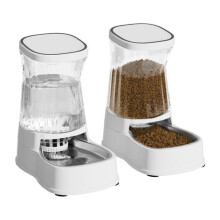 Nomipaw Dispenser automat de apă și hrană pentru pisici și câini, 3,85 l, bol din oțel inoxidabil, alb