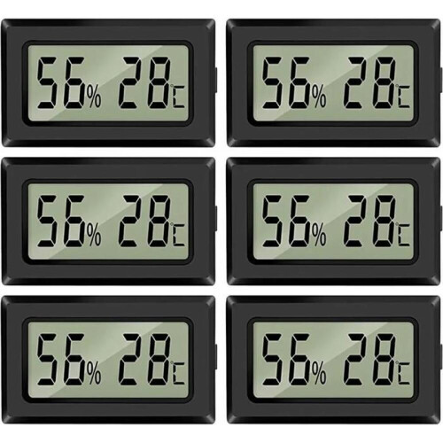 Termometru-higrometru digital - YYV - Pachet de 6 - Negru - Wireless - LCD