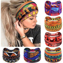 Bentiță africană pentru păr pentru femei, bandă largă boemă, 6 bucăți, accesoriu de păr bandană elastică (boemă)