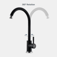 Black Kitchen Faucet, Single Handle High Arc Sink Faucet, Swivel 360 Degree Stainless Steel Kitchen Sink Faucet for Kitchen Bar Sink, Matte Black