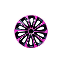 Hjulkapslar - komplett set med 4 delar - NRM Extra Strong - rosa och svarta - 14" tum