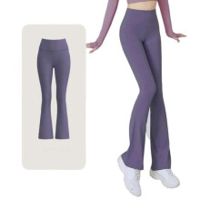 Bootcut-yogabyxor för kvinnor - Lila - Hög midja - Slim fit - Enfärgad