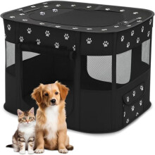 Hopfällbar hundlekhage - STAMPED - 70x55x45 cm - Black Paw - Bärbar och lätt - Andningsbar och vattentät