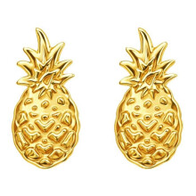 Dámske a dievčenské náušnice s ananásom, pozlátené 18K zlatom, 10 mm napichovacie náušnice, puncované šperky, letný tropický elega