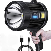Uppladdningsbar strålkastare - PZCC - 100 000 lumen ficklampa - 3 ljuslägen - Röd + UV + Mini ficklampa