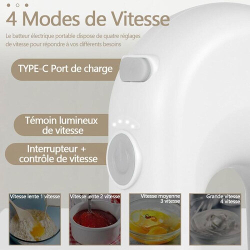 Ηλεκτρικό μίξερ κουζίνας, ασύρματο μίξερ χειρός, επαναφορτιζόμενο μίνι φο 2