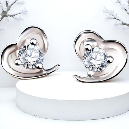 Σκουλαρίκια - Γυναικεία - Καρφιά - Καρδιά - Love - Κρύσταλλο - Αυστριακό - Λευκ 1