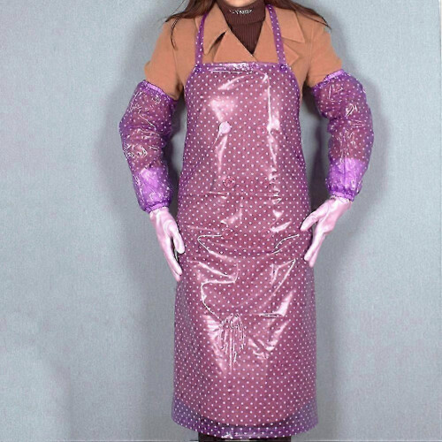 PVC-förkläde Långt köksförkläde Vattentätt förkläde Vattentätt överärmförkläde (lila) 2
